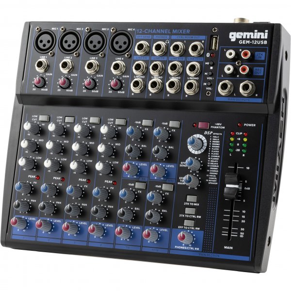 Gemini GEM-12USB Compact 12-Channel Bluetooth Mixer