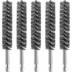 Geiserailie 5 Pieces Wire Bore Brush Drill Hex Shank, Stainless Steel