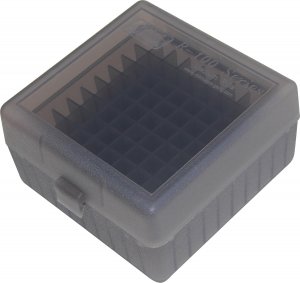 MTM RM10041 Ammo Box 100 Rounds  22-250/308/410ga. (Smoke)