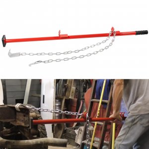 Sunluway 77175 Auto Body Alignment Bar Pulling Stick Tool 52in for Boat Car Dent Repair, Bumper Hood Panel Deck & Bracket Dent Puller Stick Alignment Bar Auto Body Dent Repair Tool with Chain