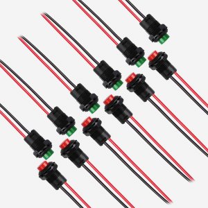 12mm Mini Latching Push Button on Off Switch Prewelded Wire,Self-Locking Micro Round Momentary Toggle Tactile Switch,2pin 12v red * 6pcs,Green*6pcs,Total 12pcs,lkelyonewy