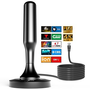 HIDB TV Antenna for Smart TV Indoor, Digital Indoor TV Antenna for Local Channels with Strong Magnetic Base, Easy Installation, Long Range Reception, 4K HD 1080P, 10ft Cables