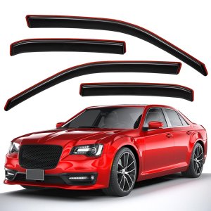Lightronic Extra Durable Clip-on in-Channel Auto Vent Window Visor, Fits 2011-2023 Chrysler 300, UV Protection Rain Guard, Original Wind Deflector, No-Drill Easy Install, Dark Smoke, 4-Pcs