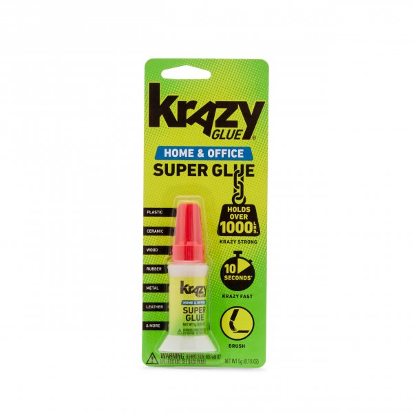 Krazy Glue Home & Office Brush-On Superglue, Quick Dry, No Clog (5g)