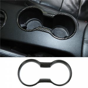 KDFUHRUI Car Water Cup Holder Frame Decoration for Ford Mustang Accessories 2015 2016 2017 2018 2019 2020 2021 2022 2023, Interior Accessories，Black Carbon Fiber