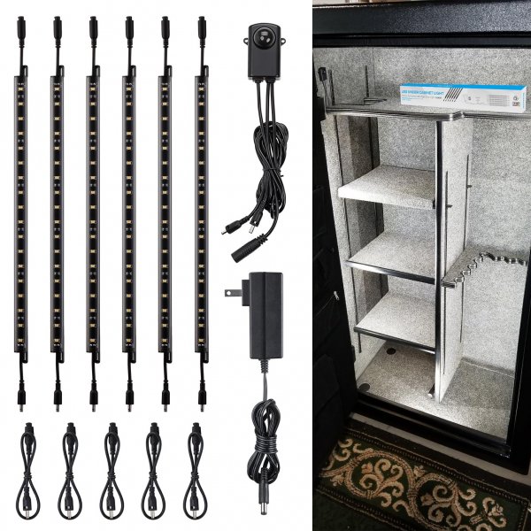 TORCHSTAR 6pcs 12 Inch LED Safe Lighting Kit, Motion Sensor, 5000K
