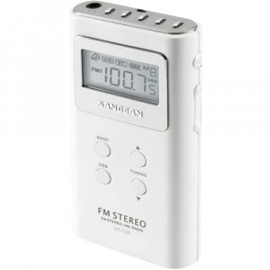 SANGEAN SNGDT120W Portable Pocket AM/FM Digital Clock Radio (White)