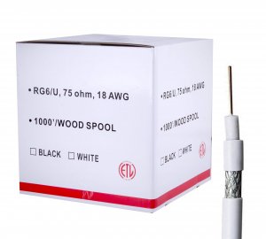Five Star Shielded RG6 Coaxial Cable - 1000 ft for Audio, Video, CATV/MATV - White