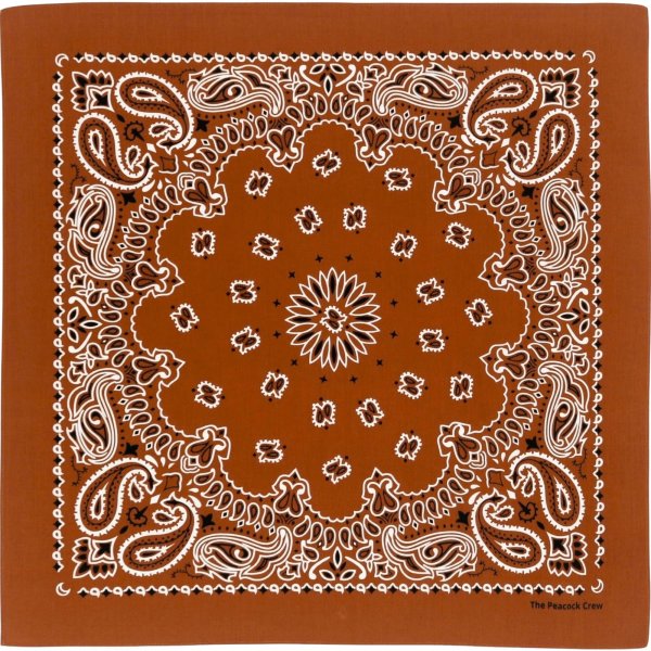 The Peacock Crew Terracotta Brown Bandana for Men and Women in Premium Soft Cotton Paisley Scarf Gift Kraft Pack