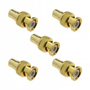 Micro Traders BNC Male Plug to RCA Female Jack Adapter Gold Plated Coaxial Connector Coupler Pack of 5