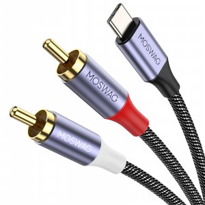 MOSWAG USB C to 2 RCA Audio Cable 3.3FT,2RCA to USB C Cord,Type-C to RCA