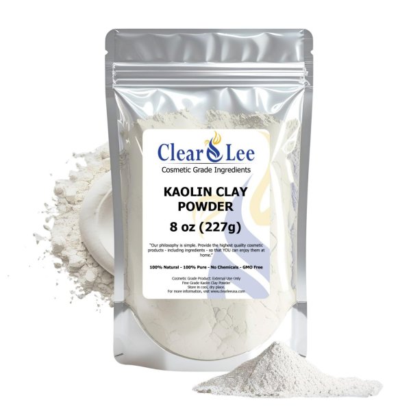 ClearLee Kaolin Clay Cosmetic Grade Powder - 100% Pure Natural Powder - Great For Skin Detox, Rejuvenation, and More - Heal Damaged Skin - DIY Clay Face Mask (8 oz)