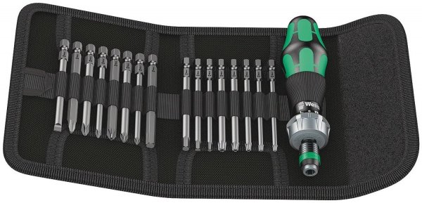 Wera 05051040001 Ratcheting Screwdriver Handle with Assorted Bits (17-Piece Set)