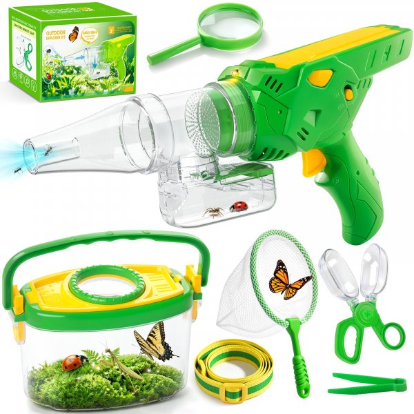 Bug Catcher for Kids 3-12, Bug Vacuum Bugs Catching Release Kit, Magnifying