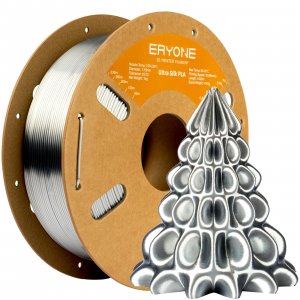 ERYONE Silk Filament PLA+ 1.75mm Upgraded Shiny 3D Printer Filament, Gloss Finish, Fit Most FDM Printer Stable Printing,1kg (2.2LBS)/Spool, Silver