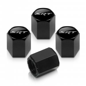 Dodge Black SRT Logo Tire Stem Valve Caps