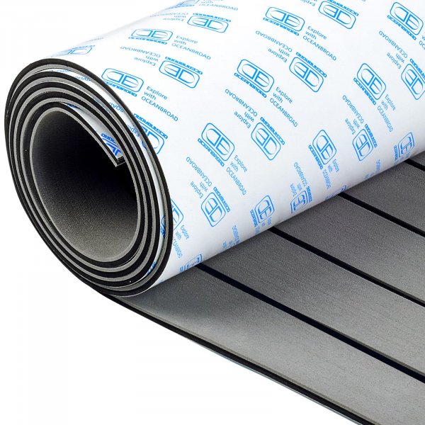 OCEANBROAD Boat Flooring Self-Adhesive 48''x16.8'' Gray with Black Lines