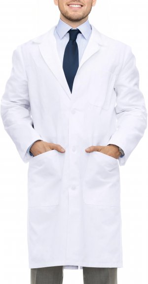 NY Threads Professional Lab Coat for Men Long Sleeve Poly Cotton Medical Coat 1 Pack, Medium, White