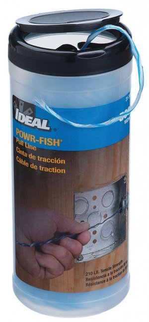 Ideal Electrical 31-348 Powr-Fish Pull Line, 500 ft Heavy Duty Fiber Polyline, 210 lb Tensile Strength, Conduit Wire Pulling Line with Easy-Dispense Canister