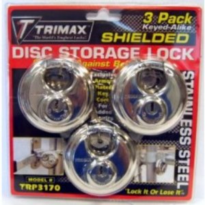 Trimax TRP3170 Shielded 70mm Disc Locks  3 Pack