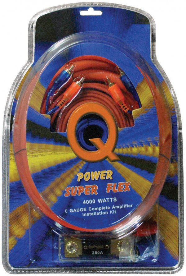 Q Power 0GAMPKITSFLEX 4000W 0 Gauge Super Flex Amp Install Kit