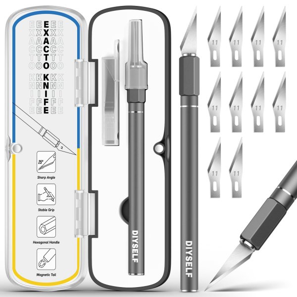 DIYSELF Exacto Knife 12 Pcs Exacto Knife Set with Case for Crafting