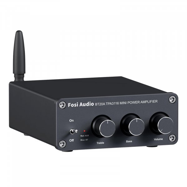 Fosi Audio BT20A Bluetooth Stereo Amplifier, 2 Channel Home Audio Component Amplifiers for Passive Speakers, Mini Class D Amp Receiver 200W for Indoor/Outdoor/Garage/Ceiling/Bookshelf Speaker