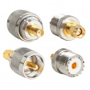 Anina 4pc SMA - UHF FR Coaxial Connector Kit SMA to PL259 SO239 UHF VHF Crimp Coax Adapter for CB Radio/Handheld Ham Radio Antenna/Walkie Talkie/Amateur Radio