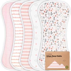 Organic Burp Cloths Baby Boy & Girl, 5-pack Cotton Burp Rags (Sweet Charm)