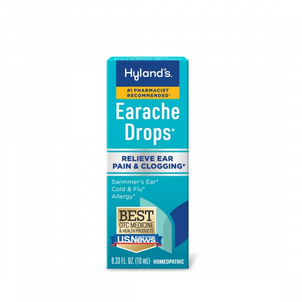 Hyland's Earache Drops, Natural Relief of Swimmer's Ear, Cold and Flu, Allergy Symptoms, Ages 4 and up, Day and Night, 0.33 Fl Oz
