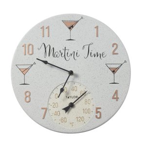Taylor Precision Products 5265971 14-Inch Clock with Thermometer (Martini Time)