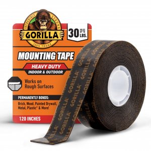 Gorilla Heavy Duty Double Sided Mounting Tape, Black, 1" x 120", 1-Pack
