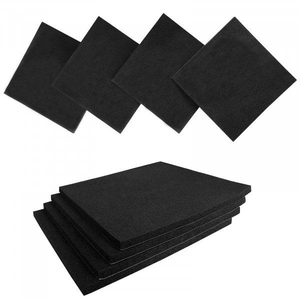 8Pcs Black Adhesive Foam Pads Closed Cell Foam Sheets 1/8" Thick X 4" X 4"