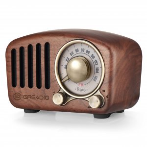 Vintage Radio Retro Bluetooth Speaker- Greadio Walnut Wooden FM Radio with Old Fashioned Classic Style, Strong Bass Enhancement, Loud Volume, Bluetooth Wireless Connection, TF Card & MP3 Player