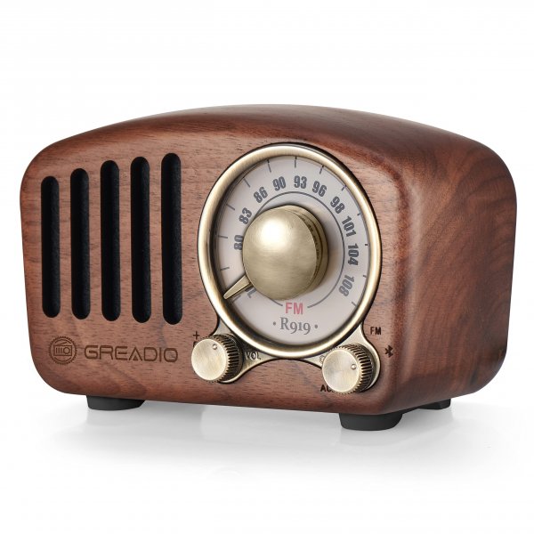 Vintage Radio Retro Bluetooth Speaker- Greadio Walnut Wooden FM Radio with Old Fashioned Classic Style, Strong Bass Enhancement, Loud Volume, Bluetooth Wireless Connection, TF Card & MP3 Player