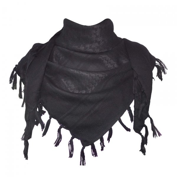 Explore Land Cotton Shemagh Keffiyeh Tactical Desert Scarf Neck Head Wrap with Tassel for Men Women 41x43 Inches (Black)