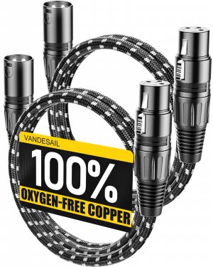 VANDESAIL XLR Cables 3ft 2 Pack,Short Microphone Cable OFC Noise Reduction