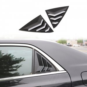 Crosselec Side Window Sunshade Louvers Scoop Shades Cover Blinds ABS for Chrysler 300 2015-2023（Matte Black）