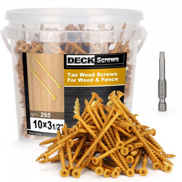 Bobibbi Deck Screws #10 x 3-1/2’’, T25 Star Torx Drive Flat Head Wood Screws, Tan, 5lb