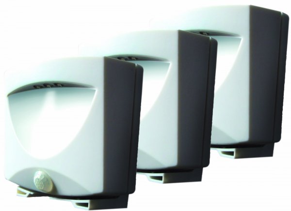 Maxsa 43341 White Battery Powered Motion Activated LED Outdoor Night Light 3Pack