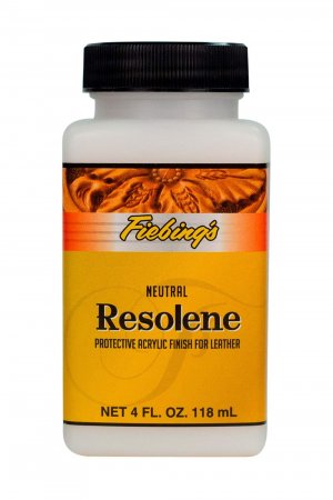 Fiebing's Acrylic Resolene (4 oz) - Protective Acrylic Leather Finisher - Glossy Finish Top Coat for Dyed & Polished Leathercraft - Flexible, Durable, Water Resistant for Boots, Couch, Purse (Neutral)