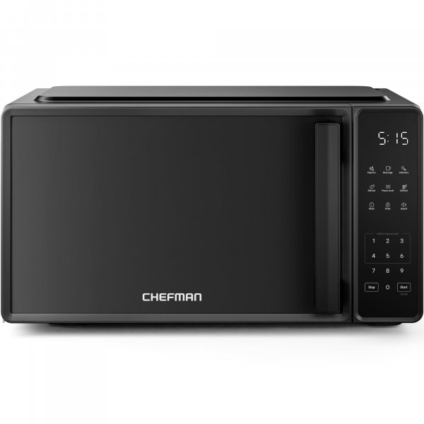 Chefman Countertop Microwave Oven 0.7 Cu. Ft., 700 Watts with 10 Power Levels, 6 Cooking Presets with One-Touch Express Cook, Eco Mode, Child Safety Lock, & Mute Button - Black