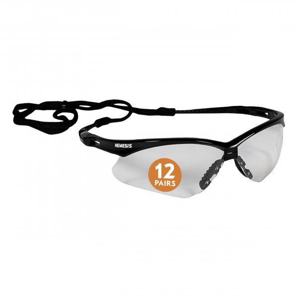 KleenGuard™ V30 Nemesis™ Safety Glasses (25676), Clear Lenses, Black Frame, Unisex Eyewear for Men and Women (12 Pairs/Case)