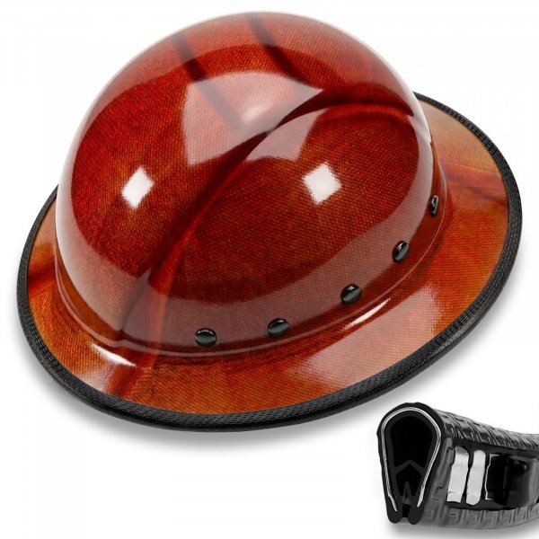 Aolamegs Hard Hat Brim Guard - Impact-Resistant Edge Protector with Steel Core, Full Brim Hard Hat Accessories, Clip-On for Carbon Fiber/Fiberglass Construction Helmets, 36.6in Anti-Skid Strip Black