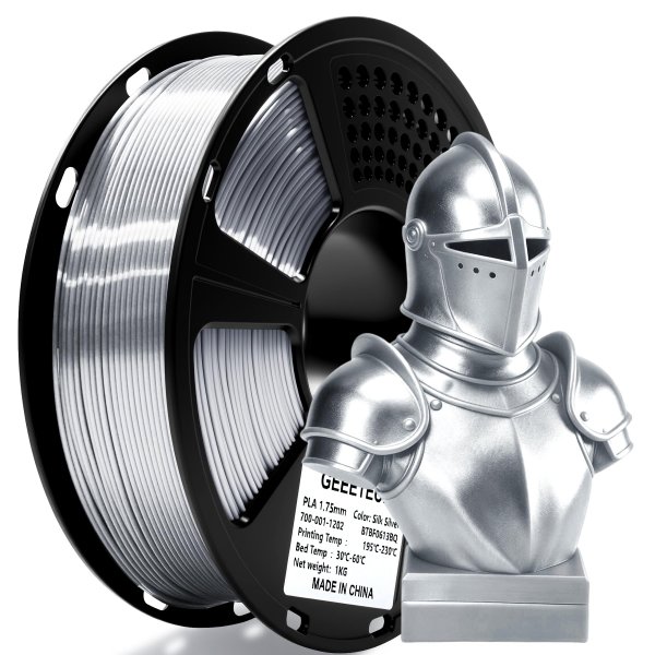 Geeetech Silk Silver PLA 3D Printer Filament, 1.75mm, 1kg (2.2lbs) Spool