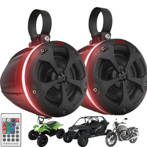 PYLE PLUTV45BTR 800W 2-Speaker BT ATV/Marine Waketower Speaker w/Lights & Remote