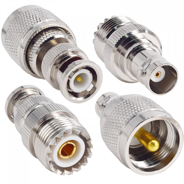 BNC to UHF Adapter Kit,4 Types (PL-259/SO-239) RF Coax BNC to PL259 Adapter