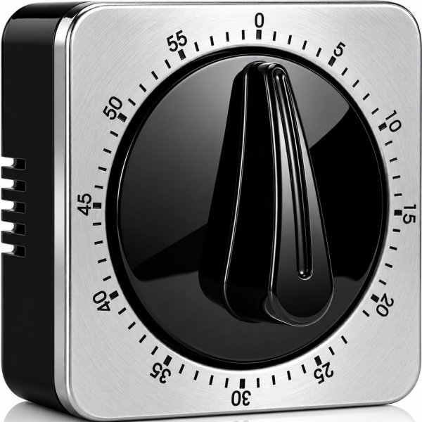 Kitchen Timers for Cooking, Chef Cooking Timer Clock with Loud Alarm - 100% Mechanical Desk Timer - No Batteries Required - Magnetic Backing, Exquisite Stainless Steel Body - Countdown Reminder