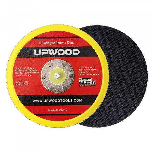 UPWOOD 2 pcs 6" Hook and Loop Backing Pad for Air Sander Polisher, 5/16" Arbor with 24 Thread 13,000RPM DA Sanding Pad
