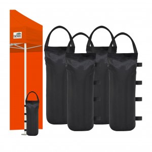Eurmax USA 125LBS 4-Pack Universal Canopy Weights, Secure Wind Protection to Prevent Tipping, Easy Wrap-Around Installation Heavy Duty Sandbags (Without Sand), Fits All Instant Shelter Legs,Black